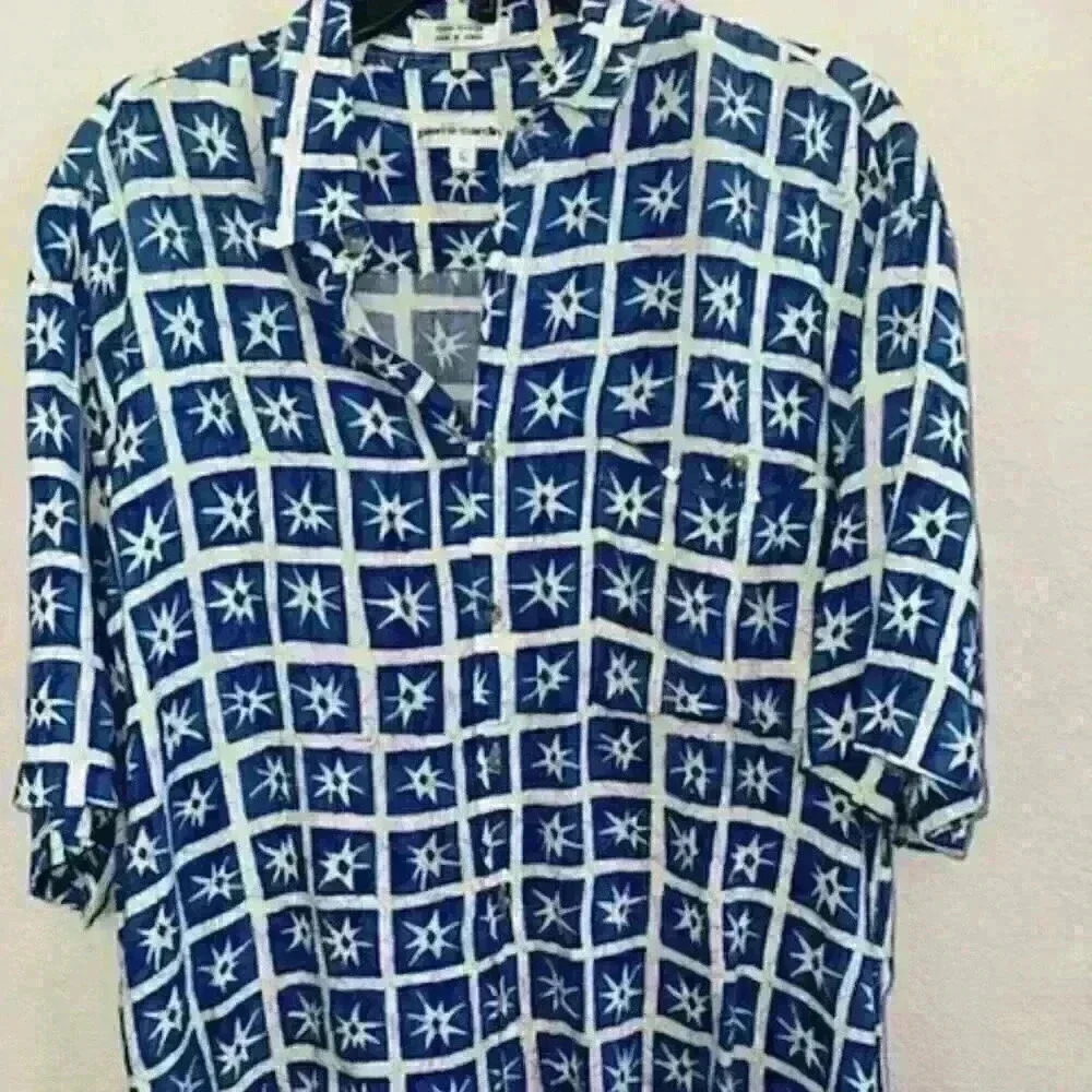 Vintage Pierre Cardin Patterned Short Sleeve Button Down - 90s -‎ Large